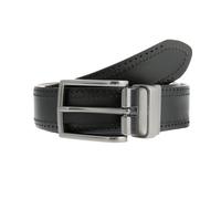 Men's Reversible Leather Belt with Gunmetal Buckle and Brogue Detail - BLACK/TAN / XL