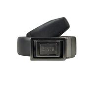 Men's Reversible Leather Belt with Push-Pin Gunmetal Buckle - BLACK/TAN / L