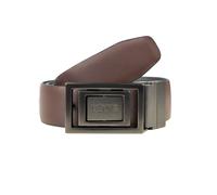 Men's Reversible Leather Belt with Push-Pin Gunmetal Buckle - BROWN/BLACK / S