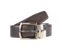 Men's Reversible Leather Belt with Shiny Silver Buckle