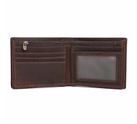 Men's RFID Blocking Wallet Cowboy Genuine Natural Crazy Horse Leather Bifold Wallet for Men with Zipper (Brown)