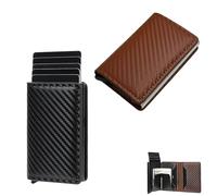 Men's RFID Blocking Wallet - Set of 2 - Black and Dark Brown - Compact Card Holder - Waterproof and Scratch-Resistant - Stylish Accessory for Business and Everyday Use