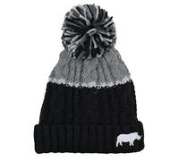 Mens Rhino Chunky Cable Knit Thermal Bobble Hat (Black & Charcoal)