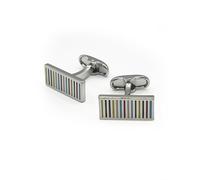 Men's Rhodium Plated Formal Shirt Cufflinks, Multi Coloured Rectangular