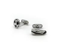 Men's Rhodium Plated Formal Shirt Cufflinks - Silver Tone Football