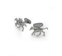 Men's Rhodium Plated Formal Shirt Cufflinks - Silver Tone Racing Horse