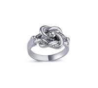 Mens Rhodium Plated Silver Celtic Knot Love Ring 15mm - ARN084 Jewelco London White W
