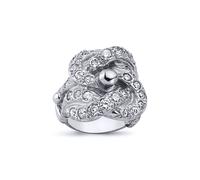 Mens Rhodium Plated Silver Round CZ Celtic Knot Love Ring 24mm - ARN087 Jewelco London White Z