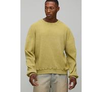 Men's Ribbed Oversized Boxy Acid Wash Long-Sleeve T-Shirt | Mustard | Size Medium | BOOHOOMAN