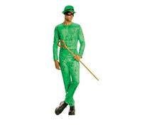 Mens Riddler Costume DC Comics Batman Supervillain Adult Halloween Fancy Dress