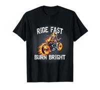 Men's Ride Fast, Burn Bright - Skeleton Biker Flame Art Value Graphic T-Shirt