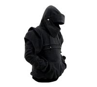 Men's Rider Hooded Sweatshirt Retro Medieval Knight Hoodie Armor Sweatshirt Cosplay Costume Jacket Black