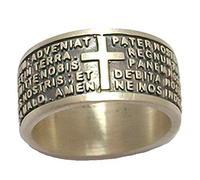 Men's Ring Silver 925 ‰ Our Father Prayer Latin Women's or Unisex