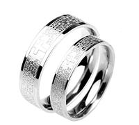 Men's Ring with Sacred Writing 3D Titanium Steel Cross with Wide Band Elegant and Popular JewelryDurability
