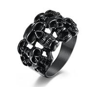 Mens Rings, Skull Ring, Men's Gothic Vintage Skull Stainless Steel Ring, Punk Motorcycle Cocktail Party Skull Ring,Silver,13