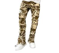 Mens Ripped Distressed Skinny Jeans, Stretch Skinny Jeans Men Patchwork Contrast Color Jeans, Denim Trousers Hip Hop Pants Streetwear Elastic Waist Mens Jeans Outdoor Pants Fashion Street Jeans
