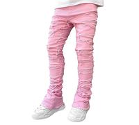 Men's Ripped Jeans Regular Fit Denim Jeans Pants Skinny Stretch Comfy Jeans Classic Durability Jeans Comfortabal Lounge Trousers Stylish Smart Flat-Front Denim Pants with Button & Zip Fly