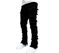 Mens Ripped Skinny Jeans | Hip Hop Trendy Trousers For Men Y2K With Pockets Skinny Pants Denim Pants Classic Fit Long Panttrousers Motorbike Trousers Vintage Streetwear Pants Y2K Jeans
