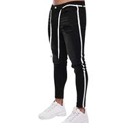 Men's Ripped Skinny Jeans Slim Fit Stretch Washed Classic Distressed Tapered Leg Side Striped Destroyed Denim Pants Drawstring Elastic Waist Regular Unlined Denim Jeans Pants