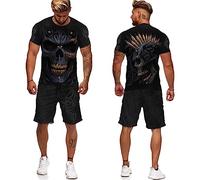 Men's Ripper Skeleton 3D Printed T-Shirt and Shorts Set Summer Tracksuit Two Piece Set Casual Running Set Sportswear Outfit