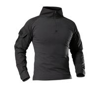 Men's Ripstop Tactical Shirt Long Sleeve Shirt 1/4 Front Zip Camouflage Shirts Outdoor Combat t Shirt Outdoor Tactical T-Shirt 1/4 Zip Combat Long Sleeve Military Tee Shirts Slim Fit Pullover Top