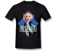 Men's Rita Ora Poster Screw Neck T Shirt Black Mens T-Shirt Graphic Unisex Tee Shirt Black 3XL