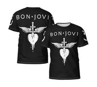 Men's Rock Band Bon Summer T-Shirt Multi-Sided Graphic Short-Sleeve Novelty Cool Shirts Multicoloured XL