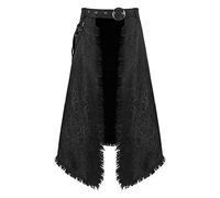 Men's Rock Trend Skirt Vintage Gothic Cargo Pleated Skirt Medieval Scottish Fashion Kendo Pocket Men's Punk Gothic Asymmetric Punk Half Dress Streetwear, A2 Black, M