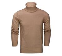 Mens Roll Neck Jumper Soft Cotton Fine Knitted High Turtle Polo Pullover Top[JUMPER-G1808,3XL,Camel]