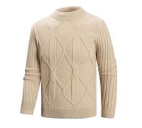 Mens Roll Neck Jumpers with Mock Shirt Collar, Knitted Breathable Loungewear Long Sleeves Thickened Large Size Half Turtleneck Soft Warm Slim Fit Fashionable Hooded Casual Sweatshirts for Work Jogging