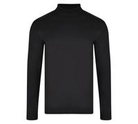 Mens Roll Neck Polo Turtle Neck Cotton Blend Plain Long Sleeve Top M to 3XL New (Black - L)