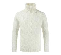 Mens Roll Neck Pullover | Turtleneck Cotton Sweater | Cable Knitted Jumpers | Solid Color Knit Sweater | Thick Long Sleeve Knitwear | Thermal Work Jumper | Autumn Winter Warm Casual Jumper