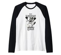 Mens Roman - Cool Boy Name with Cute Devil - Born to Misbehave Raglan Baseball Tee