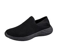 Men's Rome Slip On Low Rocker Bottom Comfort Arch Support Walking Shoes, Running Tennis Shoes | Leisure Street Running Shoes Fashion Lightweight Breathable Slip On Shoes, black, 7 UK
