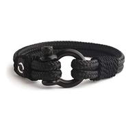 Mens Rope Bracelet - Stainless Steel Black Shackle, Extremely Durable and Scratch Resistant Waterproof Paracord, Handmade, Nautical Wristband for Men, 7.25, Rope