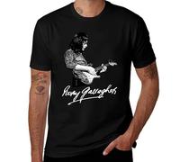 Men's Rory 100% Cotton Gallagher Crew Neck T-Shirt Logo Print Soft Comfortable Short Sleeve Tee, for Music Fans