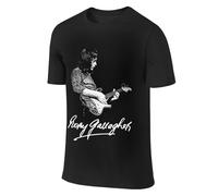 Men's Rory Cotton Gallagher T Shirt Logo Tee Crew Neck Print T-Shirt Tops Singer Tshirt for Men Big Teen Boy Fans Merch Clothes Gift Black