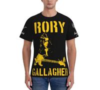 Men's Rory T-Shirt Gallagher Black T Shirt Logo Tee Crew Neck Print Tops Singer Tshirt for Men Big Teen Boy Fans Merch Clothes Gift