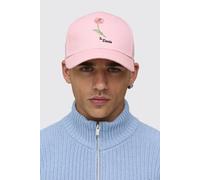 Men's Rose Embroidered Country Manor Cap | Pink | BOOHOOMAN