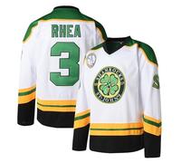 Men's Ross The Boss #3 Rhea Hockey Jersey St John's Shamrocks Ice Hockey Shirts with EMHL Patch, White, XL