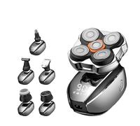 Men's Rotary Shaver with Detachable Head, IPX7 Waterproof Wet or Dry Electric Razor, 5D Head Shavers for Bald Men- LED Display Rechargeable Rechargeable 6 in 1 Beard/Body/Nose Hair Trimmer