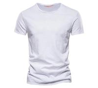 Men's Round Neck Cotton Short Sleeved T Shirt - Simple Solid Color T Shirt Summer Basic Fit Tops Lightweight Thin Quick Drying Sports T Shirts Soft Skin Friendly T Shirts for Casual Or Working