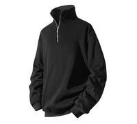 Men'S Round Neck Solid Color Loose Long Sleeve Pullover Sweater Big Size Fashion Casual Sports Bottoming Shirt Unique Design Comfortable Soft Fabric Oversized Sweatshirts (Black-B, XXXL)