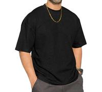Mens Round Neck T-Shirt Base Tee Waffle Tops Hip Rock Shirt Summer Golf Vertical Stripe Elastic Cuffs Splicing Black L