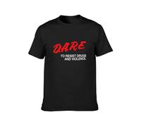 Men's Round Neck T-Shirt D.A.R.E. America - Drug Education - 1980S Design - Resist Violence Short Sleeves Black L
