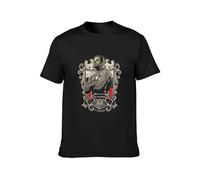 Men's Round Neck T-Shirt Fedor Emelianenko Double Stitch Sleeves and Hem Black L