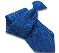 Men's Royal Blue & Green Rectangle Check Clip On Neck Tie