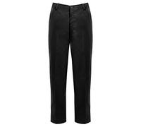Mens Rugby Trousers Full Elasticated Stretch Waist Band with Draw Cord Casual Workwear Bottoms Straight Leg Formal Smart Pants Size 30-50 [Black 40W/27L]