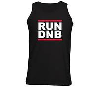 Mens Run DnB Drum N Bass Run DMC Logo Style Vest Tank Top Black (XXL)
