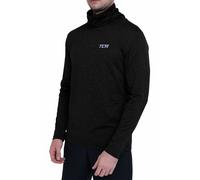 TCA Men's Warm Up Long Sleeve Training Workout Funnel Neck Thermal Running Top with Thumbholes - Black Stealth, L